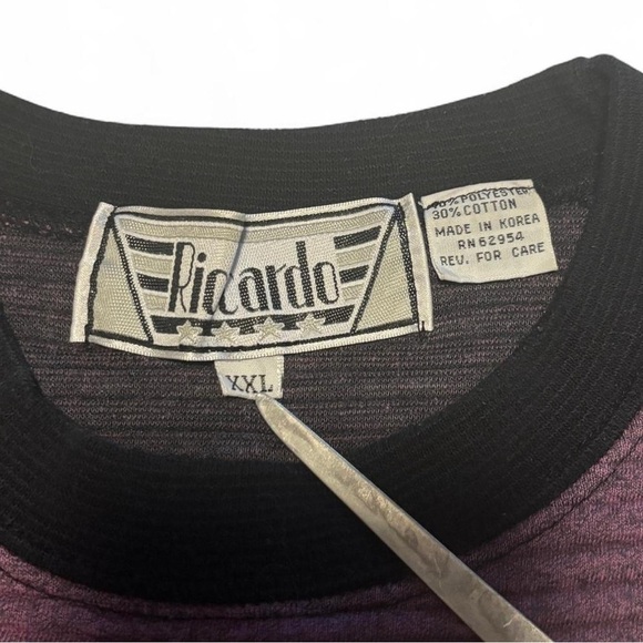 VTG 80s Crewneck Color Block Sweatshirt XXL Rib Knit Boxy Cut Pullover Purple - Picture 4 of 4